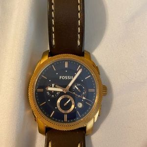 Dark brown leather Fossil watch for Men